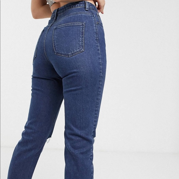 ASOS high rise slim fit mom jean with knee slits - Picture 3 of 5